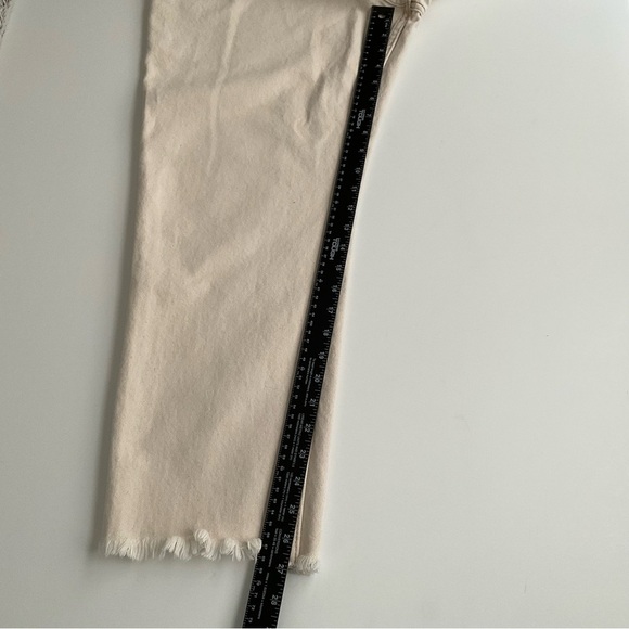 Free People We The Free Mom Jeans Sz 31 Ivory Retro Frayed Hem Pleated High Rise - Picture 6 of 12